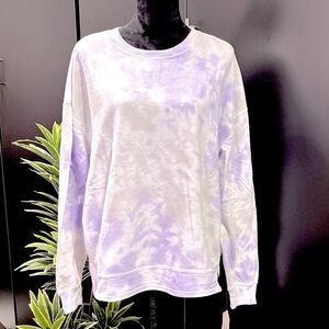 Dreamsicle Tie Dye Pullover,round neck,rib knit cuff/waist,extended hem